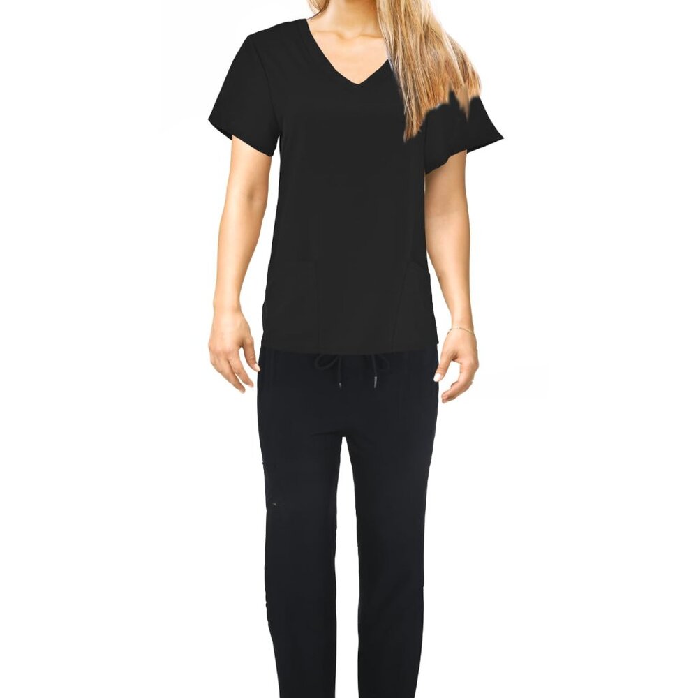 JEFFRICO Scrubs For Women Scrub Set V-Neck Scrub Top and Jogger Scrub Pants